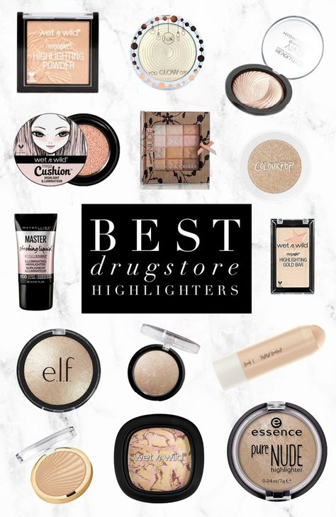 Best Drugstore Highlighters | Twinspiration Highlight Products, Best Highlighter Makeup, Drugstore Highlighter, Best Highlighter, Best Drugstore Makeup, Makeup Tip, Makeup Aesthetic, Makeup Hairstyle, Makeup Guide