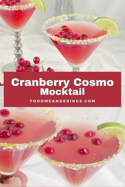 Cranberry Cosmo, Easy Holiday Drinks, Cosmopolitan Drink, Cosmo Recipe, Holiday Mocktail, New Year's Drinks, Easy Mocktail Recipes, Dessert Breakfast, Alcohol Free Drinks