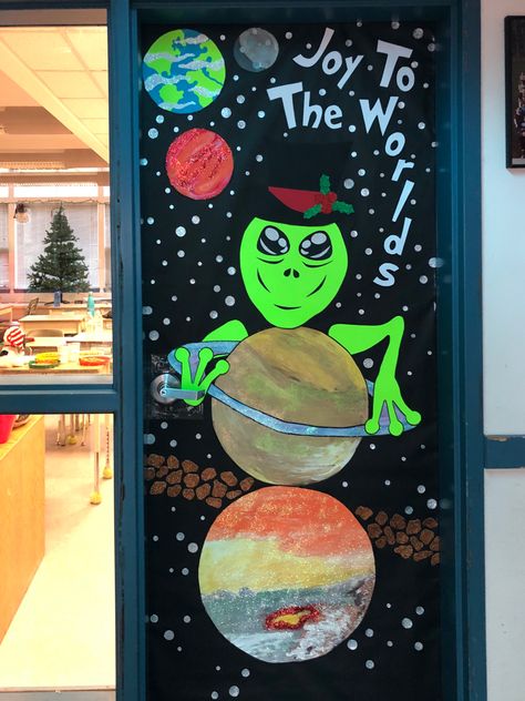 We had “A Very Martian Christmas “ at school this year. This is my contribution to our door decorating contest! Christmas 2019. Door Decorating Contest Christmas, Science Door Decorations, Christmas At School, Christmas Chemistry, Decorated Doors, Christmas Doors, Space Christmas, Christmas Science, Decor School