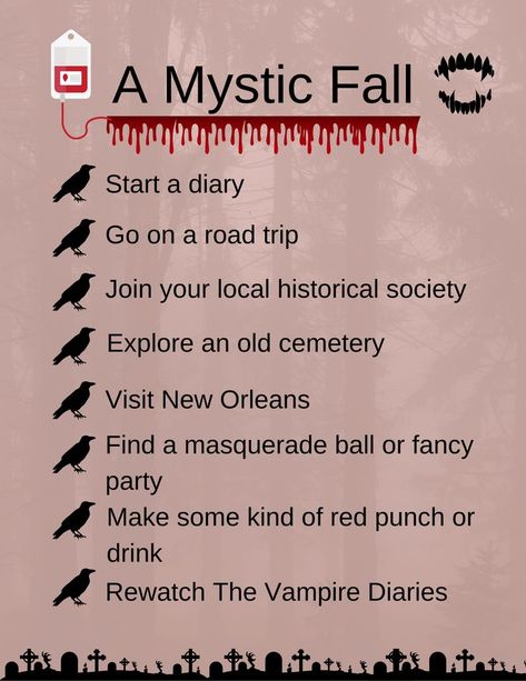 Best Episodes Of Tvd List, Vampire Diaries Scrapbook Ideas, Vampire Diaries Playlist, Tvd Birthday, Gloomy Vibes, Activity List, Autumn Activity, Dream Boards, Red Punch