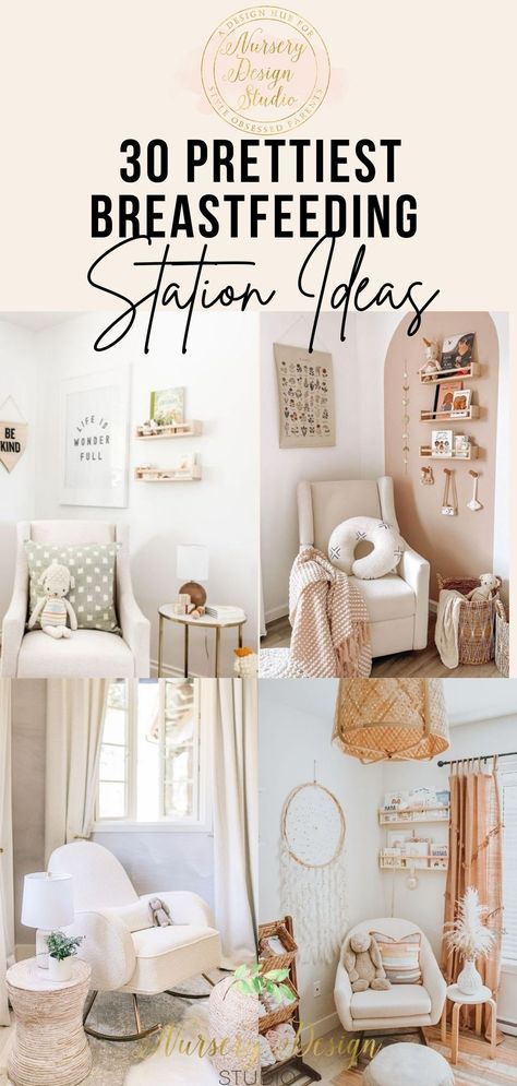 When looking at a nursery design-the breastfeeding station stands out. Ahead, discover 30 prettiest breastfeeding station ideas that are sure to infuse your nursery with dazzling style. Nursing Chairs Ideas, Newborn In Master Room, Nursing Corner In Bedroom, Baby Station In Bedroom, Bedside Newborn Station, Nursing Station Breastfeeding, Nursing Room Design, Newborn Bedside Station, Nursery And Office Combo