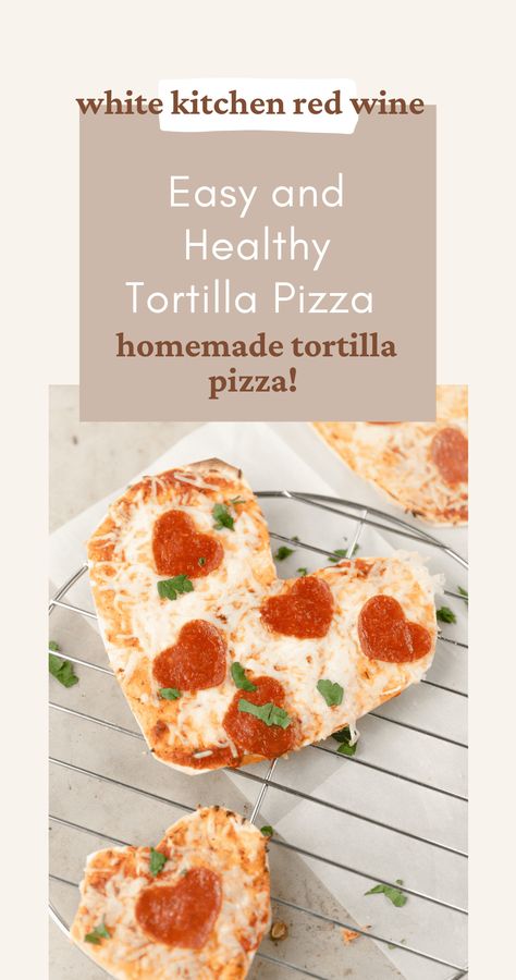 Easy and healthy homemade tortilla pizzas! Pizza Dinner Recipes, At Home Pizza, Tortilla Pizzas, Healthy Tortilla, Home Pizza, Homemade Tortilla, Pizza Dinner, Kids In The Kitchen, Tortilla Pizza