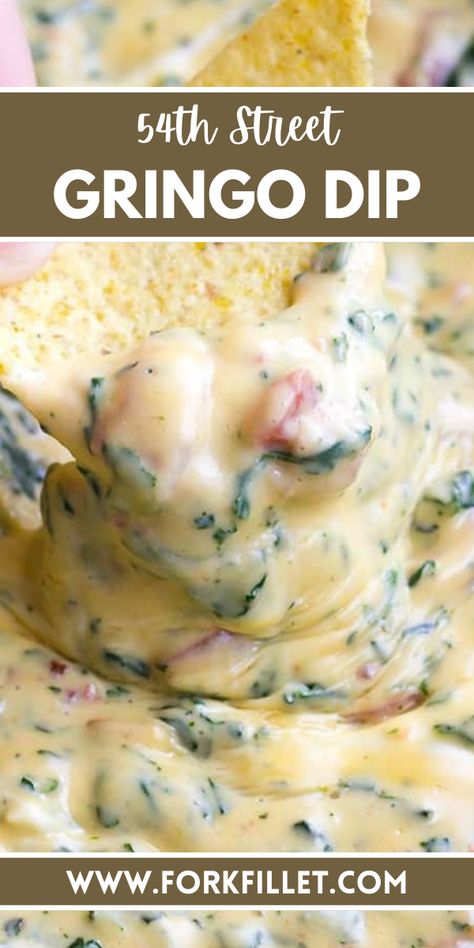 When you want a super tasty party treat, go for the awesome 54th Street Gringo Dip Recipe. 54th Street Queso Dip, Easy Appetizers Mexican, 54th Street Recipes, Crockpot Dip Recipes For Parties, Happy Hour Appetizers Finger Foods, Crock Pot Dip Recipes, Dip Night, Cajun Recipes Easy, Crockpot Dips