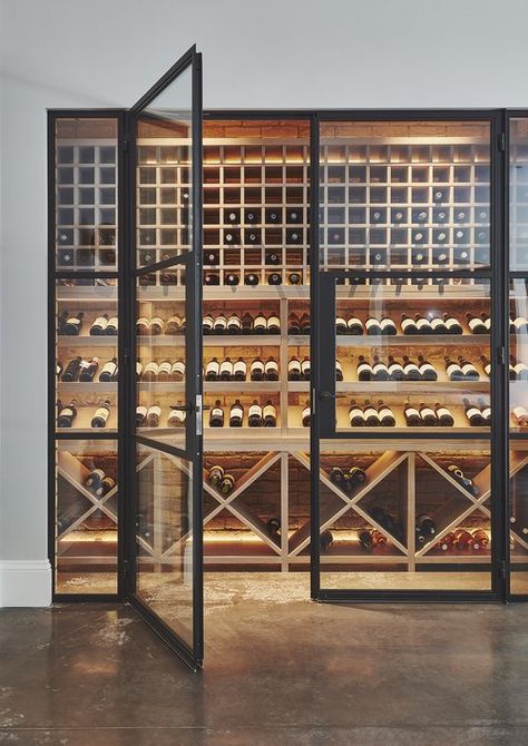 Speakeasy Decor Bar, Wine Cellar Modern, Wine Wall Display, Wine Cellar Wall, Wine Storage Wall, Wine Room Design, Blakes London, Wine Cellar Basement, Glass Wine Cellar