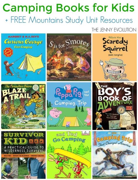 Childrens Camping Books + FREE Mountains Study Unit Resources | The Jenny Evolution Easy Chapter Books, Camping Books, Afterschool Activities, Books For Kids, Unit Study, Mother Goose, Children's Literature, Famous Books, Chapter Books