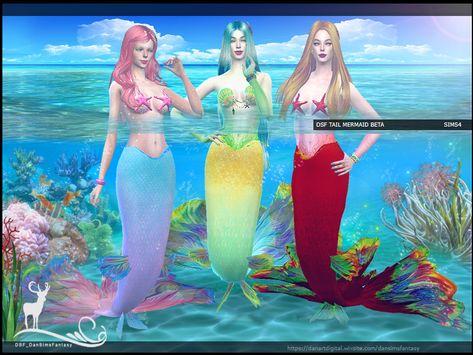 Attention: Make sure that your sims do not wear boots (hinders the fins), you can remove the feet of your sims with the tool  DSF DISAPPEAR THE FEET  (consists of a pair of invisible shoes) Sims Mermaid, Sims Lookbook, Cc Shopping, Mermaid Kids, Sims Packs, Sims 4 Cc Shoes, Beta Fish, Sims 4 Teen, Sims Four