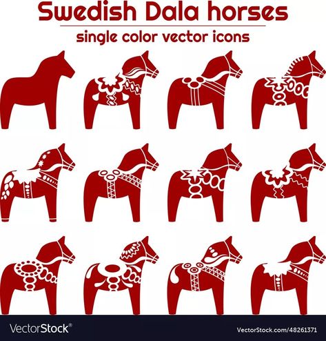 Scandinavian Horse, Dala Horse Drawing, Dala Tattoo, Swedish Dala Horse Tattoo, Swedish Horse, How To Paint A Dala Horse, Dala Horse Tattoo, Scandi Tattoo, Swedish Tattoo