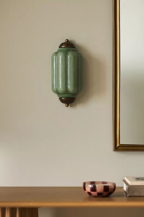 Eloise Glass Flush Sconce | Anthropologie Wall Sconces For Stairwell, Mirror And Sconces Entryway, Wall Sconces Fireplace Mantles, Built In With Sconces, Wall Sconces Nursery, Hall Wall Sconces Hallways, Sharp Objects House, Vintage Wall Sconces Bedroom, Dining Room Sconces