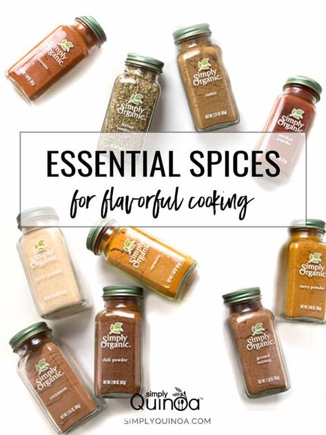 Simply Organic Spices, Essential Spices, Quinoa Recipes Easy, Quinoa Recipes Healthy, List Of Spices, Spice Mix Recipes, Simply Quinoa, Quinoa Healthy, Spice Cabinet