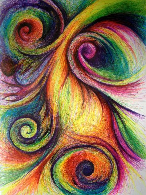 spiral Drawing With Colored Pencils, Abstract Painting Techniques, Drawing Faces, Eye Tutorial, Abstract Drawings, Color Pencil Art, Yandex Disk, Pencil Art, Original Drawing