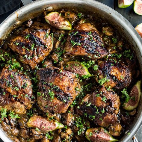 Balsamic Fig Chicken Marsala - The Endless Meal® Balsamic Fig Chicken, Fig Chicken, Reduced Balsamic Vinegar, Fig Recipes, Chicken Marsala, Sweet Wine, Fresh Figs, Paleo Dinner, Mushroom Sauce