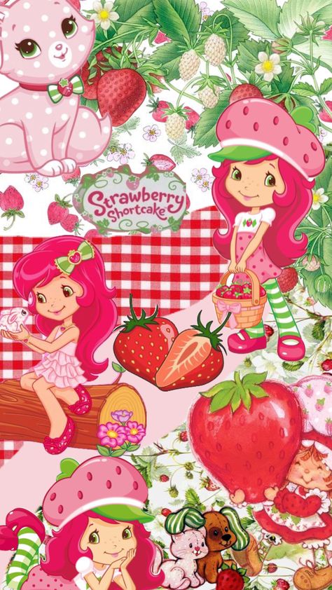 Strawberry Shortcake Fanart, Strawberry Shortcake Wallpaper, Strawberry Shortcake Aesthetic, Shortcake Aesthetic, Strawberry Shortcake Characters, Kawaii Wallpapers, Short Cake, Childhood Memories 2000, Vintage Strawberry Shortcake