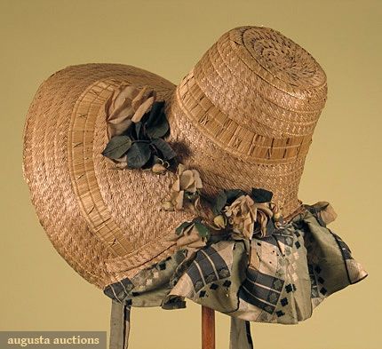 Straw Bonnet, circa 1820-30 Poke Bonnet, 1820s Fashion, Little Dorrit, Historical Hats, Antique Hats, Regency Fashion, Cloth Flowers, Clothing And Textile, Straw Hats