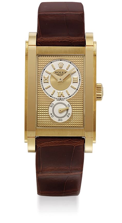 ROLEX. AN 18K GOLD WRISTWATCH | SIGNED ROLEX, CELLINI, PRINCE MODEL, REF. 5440, CIRCA 2005 | 2000s, none | Christie's Rolex Submariner Green, Rolex Watches Women, Rolex Cellini, Gold Rolex, Rolex Watches For Men, Gold Watches Women, Rolex Submariner, Square Watch, Rolex Watches