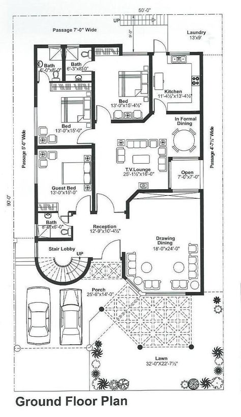 50x90 House Plans Layout, House Plans Layout, 40x60 House Plans, Drawing House Plans, Budget House Plans, Single Storey House Plans, House Plans Ideas, Bungalow Floor Plans, Indian House Plans