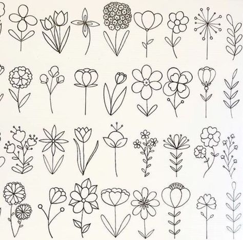 Quick Flower Doodles, Small Flower Doodles Simple, How To Draw Wildflowers, Doodle Flowers Simple, Easy Floral Doodles, Flower Doodles Easy, Floral Doodles, Doodle Flowers, Arte Doodle