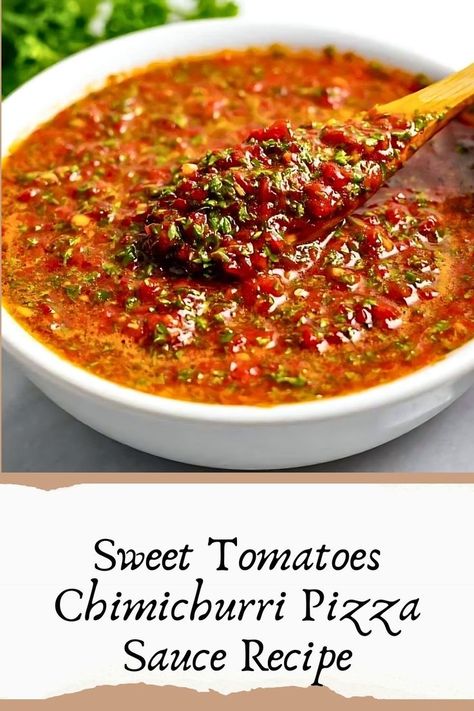 Sweet Tomatoes Chimichurri Pizza Sauce Recipe – Say goodbye to boring pizza sauces and hello to this vibrant chimichurri twist! With fresh parsley, garlic, red pepper flakes, and a squeeze of lemon, this sauce adds a zesty, herby kick that perfectly complements any pizza topping. Whether you're making a classic pizza or a veggie-packed creation, this chimichurri sauce will steal the show. Click for the easy recipe! Zesty Pizza Sauce Recipe, Chimichurri Pizza, Pizza Sauces, Cheesecake Factory Recipes, Pizza Topping, Italian Pizza Recipe, Just Spices, Pizza Sauce Recipe, Classic Pizza