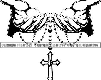 Praying Hands With Rosary, Bible Cross, God Pray, Prayer Hands, Hope Design, Praying Hands, Open Hands, Tattoo Art Drawings, Design Drawings