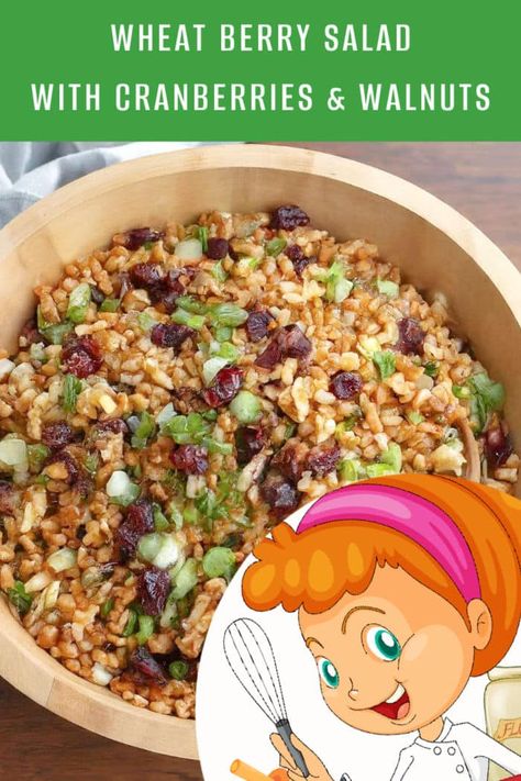 wheat berry salad with cranberries Wheat Berries Recipe, Wheatberry Recipes, Wheat Berry Salad Recipes, Wheatberry Salad, Wheat Berry Recipes, Green Lentil Salad, Salad With Cranberries, Wheat Berry Salad, Wheat Berry