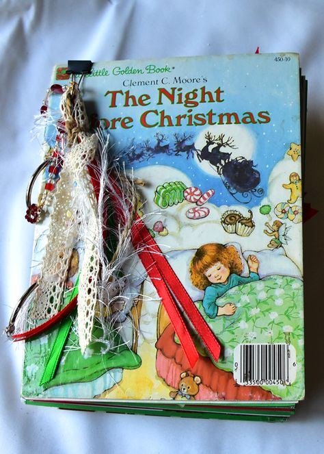 Handmade Christmas junk journals Little Golden Book Junk Journal, Golden Book Junk Journal, Book Junk Journal, Altered Book Journal, Frosty The Snowman, To My Friends, Christmas Journal, Mixed Media Tutorials, Golden Book