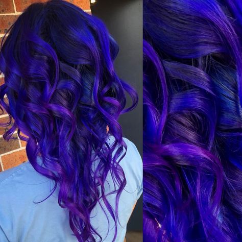 Highlight Your Beauty | Trendy Hair Color Ideas for Brunettes - hair cut Ombre Hair Color Blue Purple, Purple And Blue Hair Ideas, Black Blue Purple Hair, Blue Purple Ombre Hair, Blurple Hair Color, Vivid Hair Color Ideas For Brunettes Short Hair, Black Blue And Purple Hair, Blue Purple Black Hair, Tanzanite Hair Color