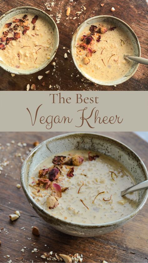 Vegan Desert Easy, Gluten Free Dairy Free Indian Recipes, Vegan Indian Sweets Recipes, Gluten Free Vegan Indian Recipes, Vegan Indian Sweets, Rice Pudding Indian, Ayurvedic Rice Pudding, Easy Vegan Indian Recipes, Healthy Indian Dessert Recipes