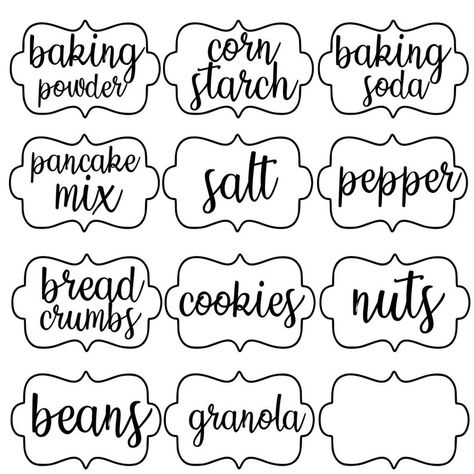 Pantry Canisters, Labels Cricut, Cricut Labels, Print And Cut Cricut, Pantry Labels Svg, Pantry Labels Printable, Digital File Organization, Free Pantry Labels, Printable Lables