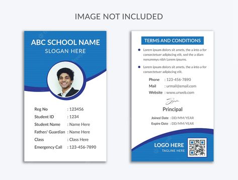 Premium Vector | Creative student id card template design premium vector Student Id Card Template, Student Id Card, Id Card Design, Abc School, Student Id, Company Id, School Id, Id Card Template, Blur Photo Background