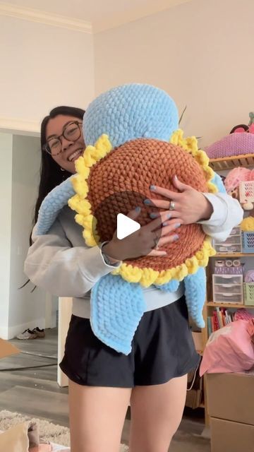 Genna Tatu on Instagram: "It’s always a blast making these giant turtles! This one is going home to super special patron ✨❤️ Thanks again Meaghan 😭🫶🏻❤️  Pattern: mee, link in bi0 (my etsy)  #Handmade #amigurumi #yarnlove #crochet #cute #diy #handmadeplushies #crocheting #crochetdoll #amigurumidoll #kawaii #smallbusiness #strawberrycow #yarn #amigurumiaddict #plushies #squishmallows #chunkyyarn #amigurumilove #plushiesforsale #crochetpattern #amigurumitoy #crochetaddict #instacrochet #crochetlover #amigurumicrochet #michaelsyarn #plushiesofinstagram #reels" Crochet By Genna, Giant Crochet Plushies, Plushies Squishmallows, Giant Amigurumi, Crochet Cute, Handmade Plushies, Crochet Turtle, Cute Diy, Crochet Lovers