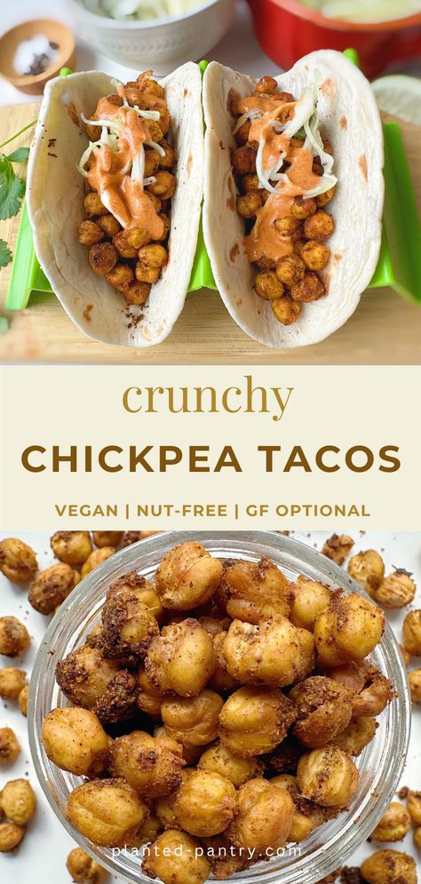 Crunchy Chickpea Tacos Easy Corn Salsa, Lime Aioli, Vegan Chipotle, Chickpea Tacos, Crunchy Chickpeas, Refined Sugar Free Recipes, Vegan Summer Recipes, Taco Seasoning Recipe, Chick Pea