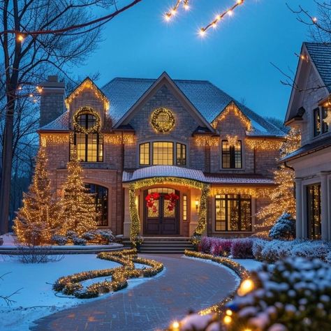 All posts • Instagram Christmas Aesthetic House Outside, Christmas Home Outside, Christmas Decorated Houses Outdoor, Christmas House Outside, House Christmas Decor Outdoor, Christmas Decorated House, Christmas House Exterior, Winter Home Exterior, House Decorated For Christmas