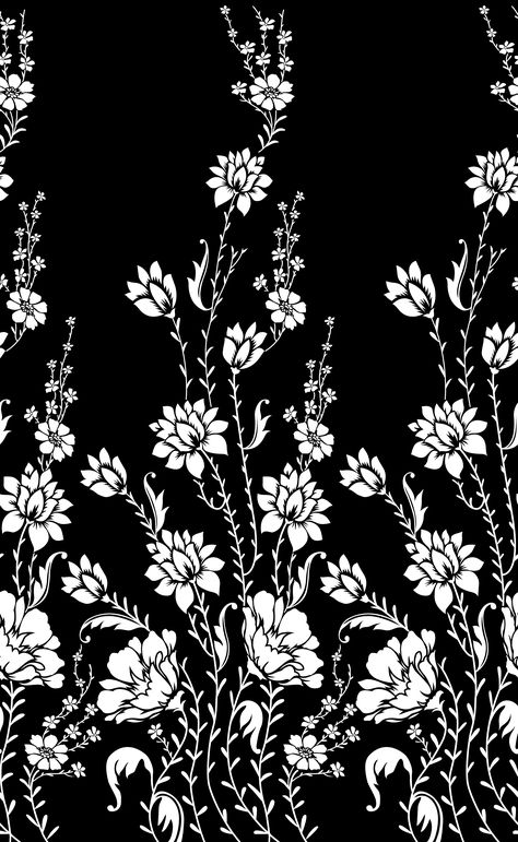 Paisley Print Design, Flower Machine Embroidery Designs, Botanical Flower Art, Engagement Mehndi Designs, Leaf Stencil, Print Design Art, Textile Prints Design, Floral Border Design, Black And White Flowers