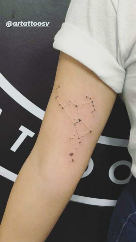 Archer Constellation Tattoo, Orion Constellation Drawing, Pleiades Tattoo, Orions Belt Tattoo, Orion Constellation Tattoo, Orion Tattoo, Capricorn Constellation Tattoo, Coyote Tattoo, Nebula Tattoo