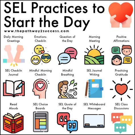 15+ Social Emotional Learning best practices to start the day! Use these techniques and strategies to integrate SEL skills each morning. This come with many free resources to try in your own classroom. #SEL Sel Resources For Parents, Sel Curriculum Preschool, Social Emotional Activities High School, Social Emotional Lessons Preschool, Social Emotional Classroom Setup, Social Emotional Learning High School, Sel Classroom Ideas, Sel Lessons Elementary, Social Emotional Learning Elementary