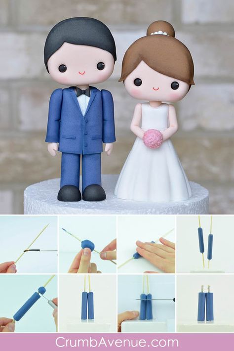 wedding, couple, bride, groom, man, woman, people, how to make, step by step, tutorial, templates, pattern, cute, suit, dress, love, cake topper, cake decorating, figure, figurine, fondant, gum paste, cake craft, sugar, edible, standing, Crumb Avenue, idea, inspiration, clay Wedding Cake Tutorial, Fondant People, Fondant Figures Tutorial, Fondant Wedding Cakes, Cake Topper Tutorial, Fondant Animals, Couple Cute, Fondant Cake Toppers, Fondant Tutorial