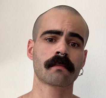 Bald Mustache, Male Piercings, Chevron Mustache, Septum Piercing Men, Bald Person, Mens Piercings, Guys Ear Piercings, Moustache Style, Beard And Mustache Styles