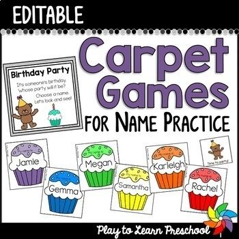 These Editable Names CARPET GAMES for CIRCLE TIME are a quick and fun way for preschoolers to practice name recognition.*** Includes 12 hide & find carpet games! The EDITABLE NAMES carpet games will save you TONS of TIME! Just enter your class list once, then print 12 fun, interactive poems that... Carpet Games For Kindergarten, Unique Preschool Activities, Name Games For Prek, Interactive Activities For Preschoolers, Circle Art Activities For Preschool, Literacy Games For Preschoolers, Preschool Morning Meeting Activities, Name Games For Preschoolers, Preschool Carpet Games