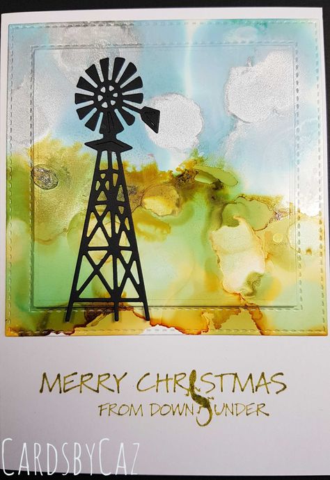 Australian Christmas Cards, Bush Christmas, Bendy Cards, Alcohol Ink Background, Watercolour Cards, Ink Background, Aussie Christmas, Australian Christmas, Australian Bush