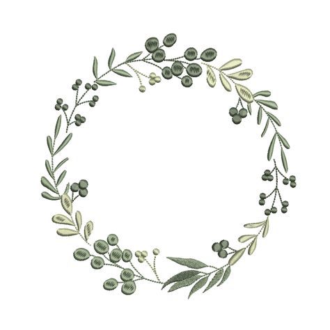 Embroidery Greenery, Greenery Embroidery, Wedding Eucalyptus, Greenery Wreath, Cute Embroidery, Floral Frame, Patchwork Fabric, Botanical Wedding, Star Stitch