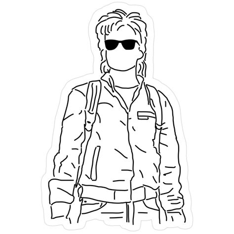 Decorate laptops, Hydro Flasks, cars and more with removable kiss-cut, vinyl decal stickers. Glossy, matte, and transparent options in various sizes. Super durable and water-resistant. Steve Harrington simple outline for your Stranger Things merch collections! Stranger Things Steve Harrington, Stranger Things Merch, Netflix Stranger Things, Stranger Things Steve, Steve Harrington, Stranger Things Netflix, Easy Drawing, Easy Drawings, Stranger Things