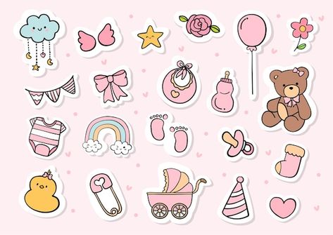 Sticker Sheet Printable, Baby Shower Badge, Baby Shower Scrapbook, Diy Photo Book, Baby Month Stickers, Aesthetic Baby, Printable Sticker Sheets, Bohemian Baby Shower