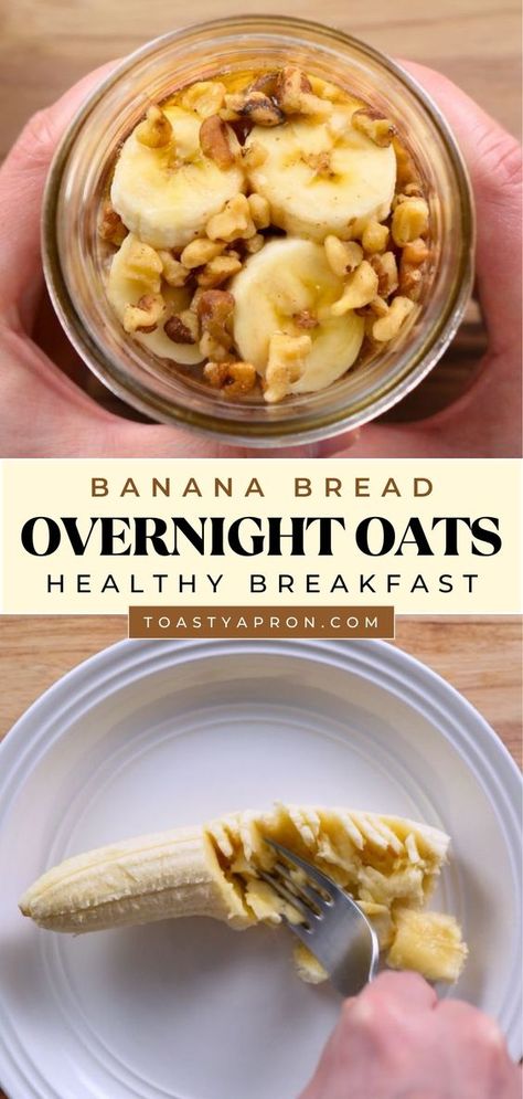 Looking for a delicious and nutritious breakfast that will help you kick-start your day? Look no further than these Banana Bread Overnight Oats! Packed with healthy ingredients and bursting with flavor, this mouth-watering recipe will have you craving seconds in no time. Easy Healthy Banana Bread, Banana Bread Overnight Oats, Overnight Oats Recipe Easy, Oats Recipes Breakfast, Simple Family Meals, Oat Recipes Healthy, Overnight Oats Recipe Healthy, Banana Overnight Oats, Overnight Oats Healthy