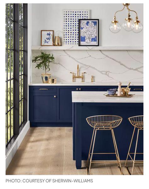 Navy Blue Paint Colors, Best Blue Paint Colors, Navy Blue Paint, Navy Blue Kitchen, Blue Kitchen Cabinets, Blue Paint Colors, Blue Cabinets, Kitchen Cabinet Colors, Blue Kitchens