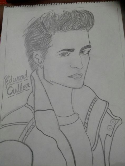 Edward Cullen Painting, Edward Cullen Side Profile, Twilight Saga Drawings, Edward Cullen Drawing, Edward Twilight, Twilight Party, Drawing Time, Profile Drawing, Twilight Edward