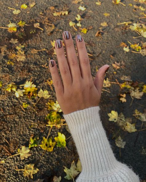 25 Glazed Donut Nails You'll Want to Try Chrome Nails For Pale Skin, Metallic Color Nails, Glazed Donut Nails With Nail Art, Donut Glaze Nails Short, Glazed Color Nails, Dnd Glazed Donut Nails, Almond Nail Manicure, How To Get Glazed Donut Nails, Chocolate Doughnut Glaze Nails