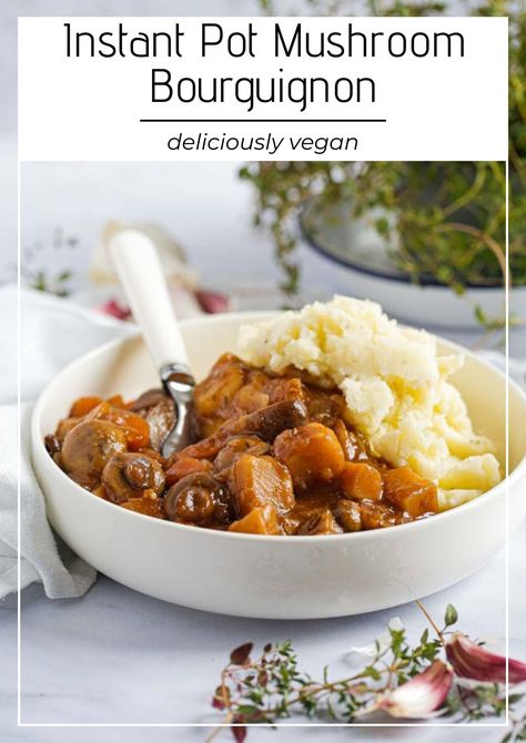 Instant Pot Mushroom Soup Recipes, Instapot Mushroom Soup, Mushroom Bourguignon Slow Cooker, Vegan Mushroom Bourguignon, Mushroom Bourguignon New York Times, Mushroom Bourguignon, Vegan Entree Recipes, Vegan Crockpot Recipes, Vegan Slow Cooker Recipes