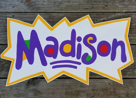 Personalized items are definitely a big hit! I still can't find my name on any souvenirs or store-bought goods, and I'm a kajillion years… Rugrats Classroom Theme, Susie Carmichael, 2023 Classroom, Dorm Themes, Cartoon Nostalgia, Door Decs, Baby Birthday Themes, Paper Cutouts, Twins 1st Birthdays