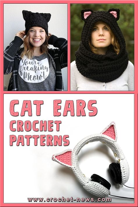 Whether you want to buy a cat costume this year or make your own, these crochet cat ears patterns are great for any occasion, Halloween or not! If you love cats, keep reading to learn how to make your own cat ears accessories! Crochet Cat Ears, Crochet Ears, Black Cat Ears Headband, Slouch Hat Pattern, Dog Sweater Crochet Pattern, Crochet Headband Pattern Free, Cat Headband, Cat Ears Hat, Cat Eared Beanie