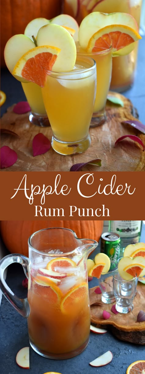 Apple Cider Rum Punch, Cider Rum Punch, Apple Cider Punch, Cider Cocktail, Fall Drink Recipes, Cider Sangria, Apple Cider Sangria, Cider Drinks, Halloween Cocktail