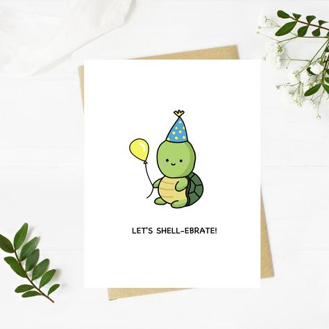 Cute Turtle Birthday Card, Punny, Funny, Congratulations, Celebration, Congrats, Celebrate, Love Punny Congratulations Card, Card Puns Birthday, Pun Bday Cards, Congratulations Pun Card, Birthday Card Friend Funny, Diy Punny Birthday Cards, Funny Cricut Birthday Cards, Bday Greeting Card, Birthday Puns For Best Friend